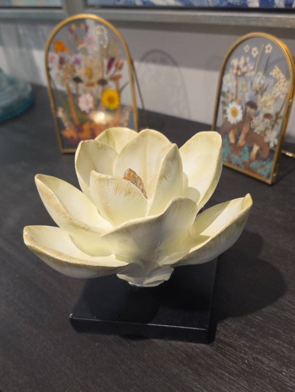 Pier One Cream Ceramic Lotus Decorative Sculpture